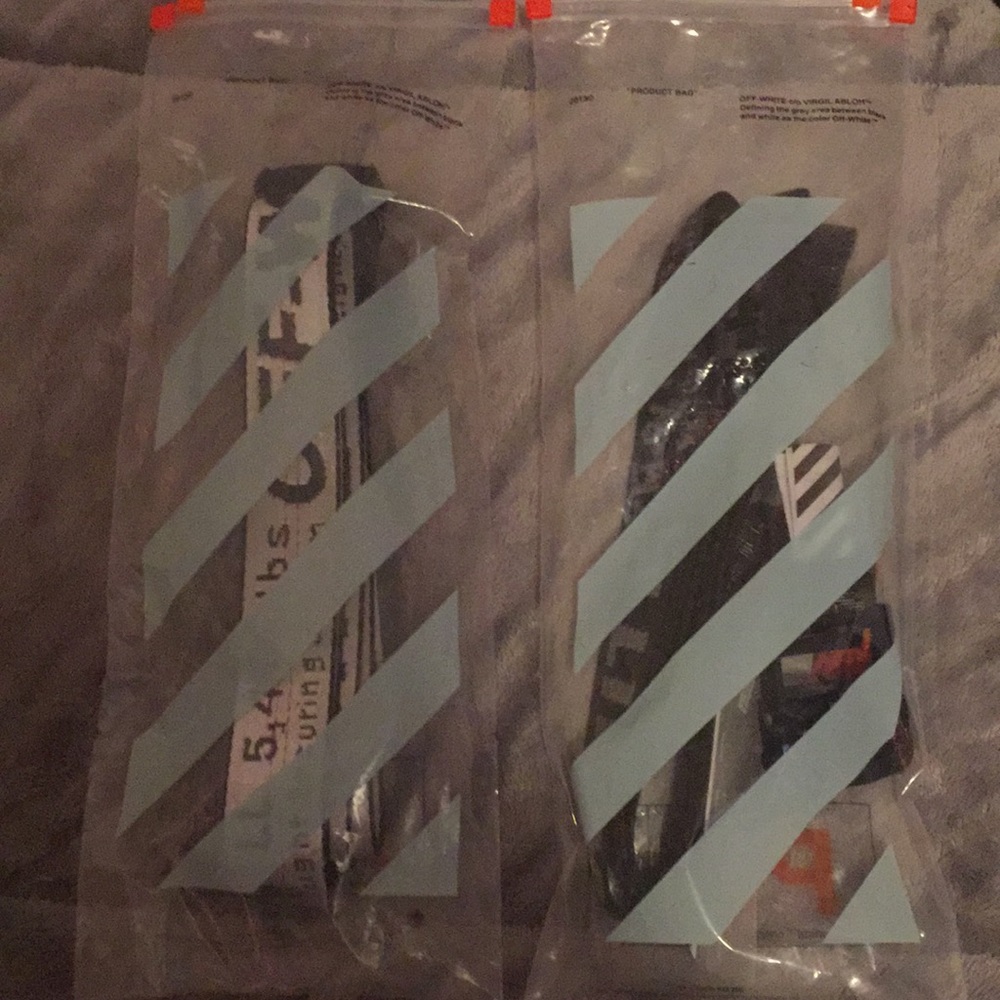 Black off whit belt and white off white belt